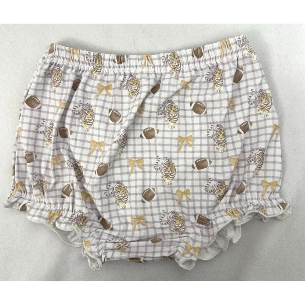 NWT Seaux Smocked LSU Tiger Football Bloomer Set‎ Toddler Girls Size 4T
